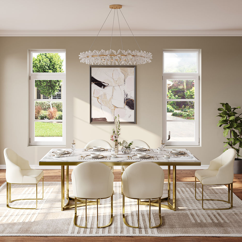 White Faux Marble Dining Tables