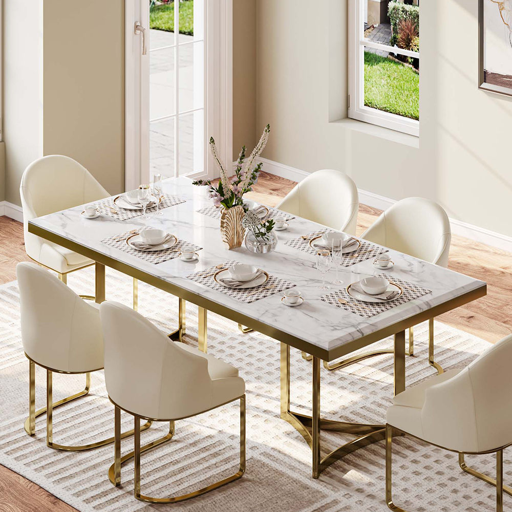 White Faux Marble Dining Tables