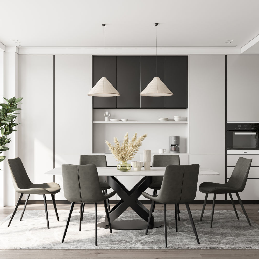White Matte Sintered Stone Dining Tables