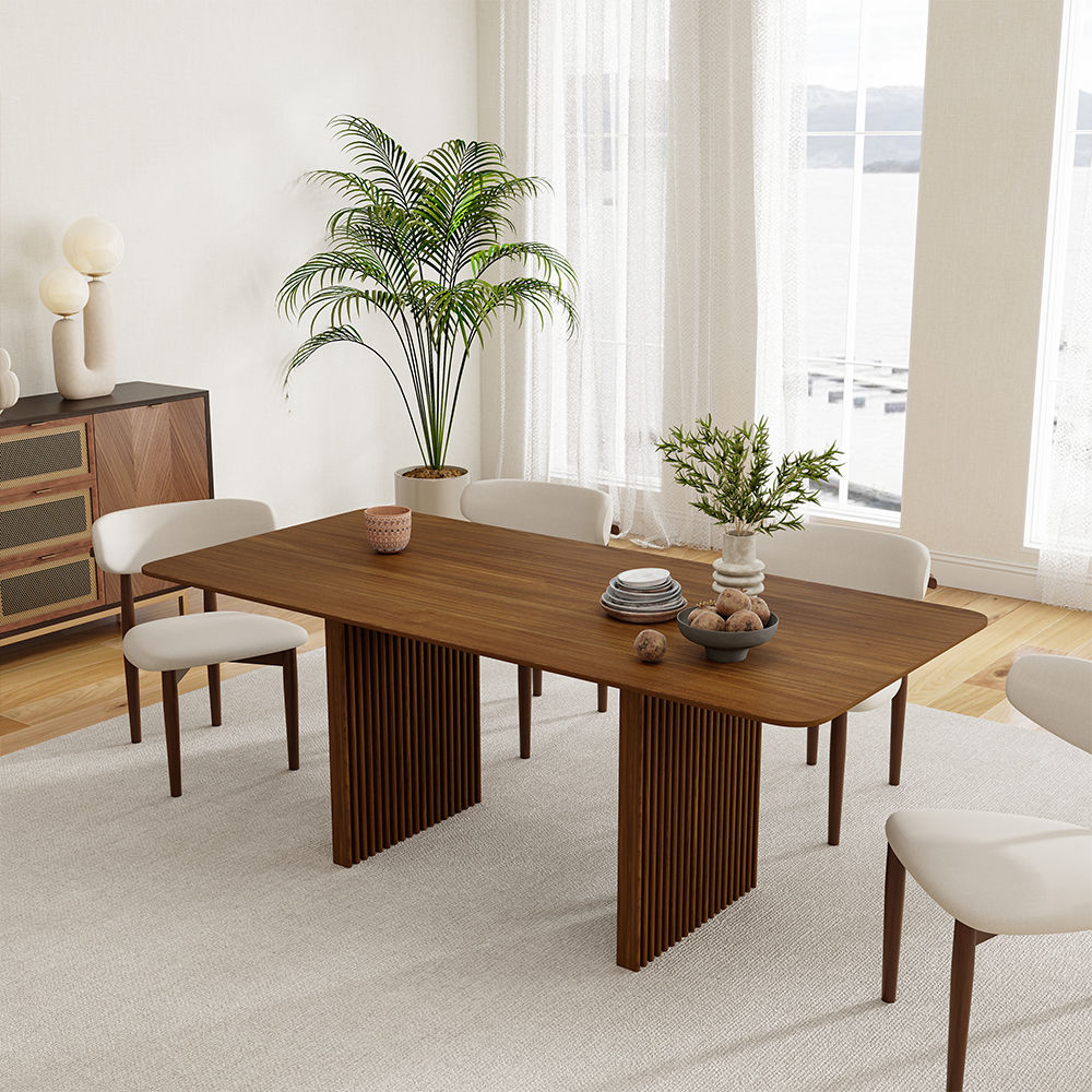 Solid Wood Leg Walnut MDF Dining Tables