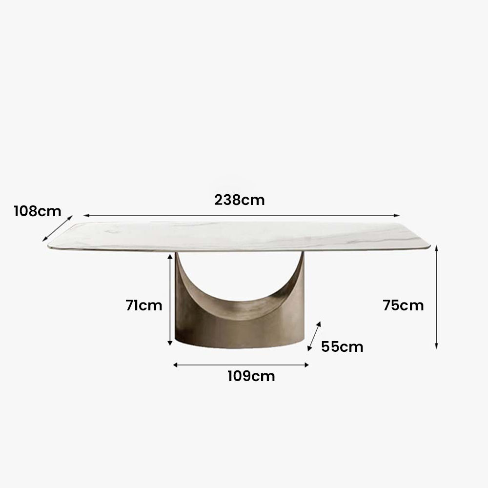 Extensible Blanc Pierre frittée et acier au carbone Tables à manger