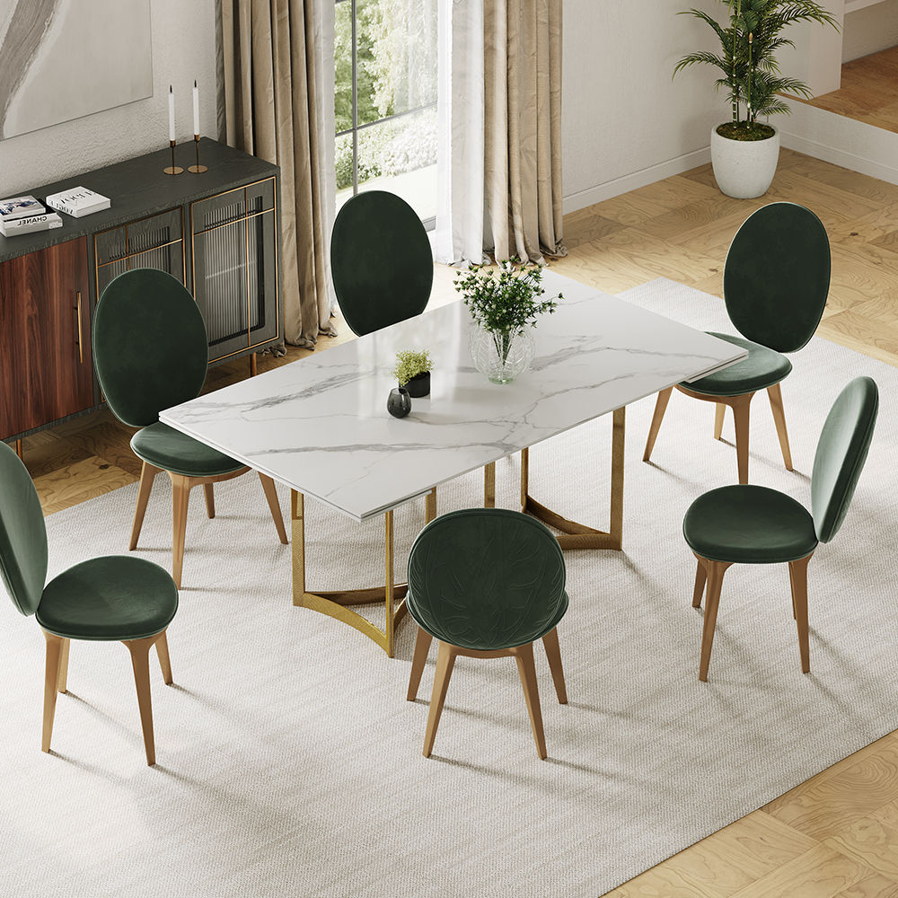 White Glossy Sintered Stone Dining Tables