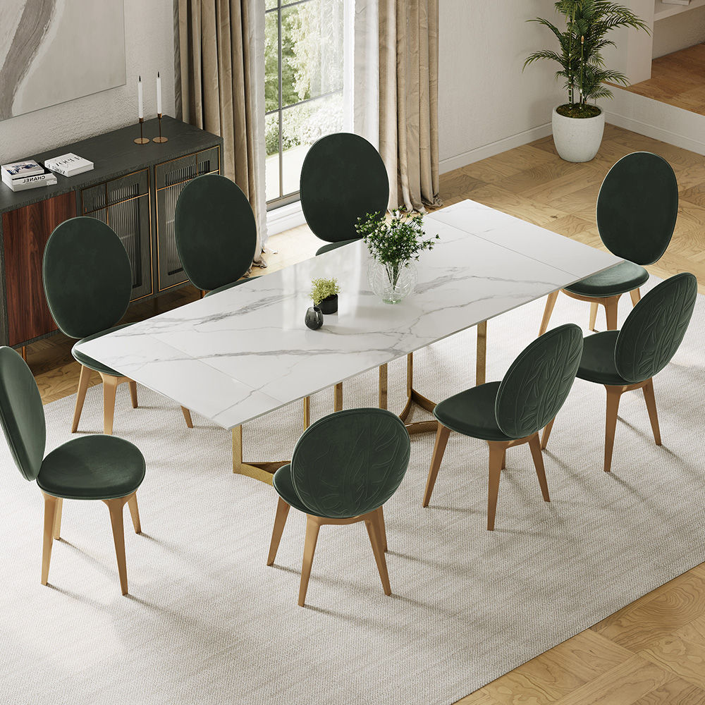 White Glossy Sintered Stone Dining Tables