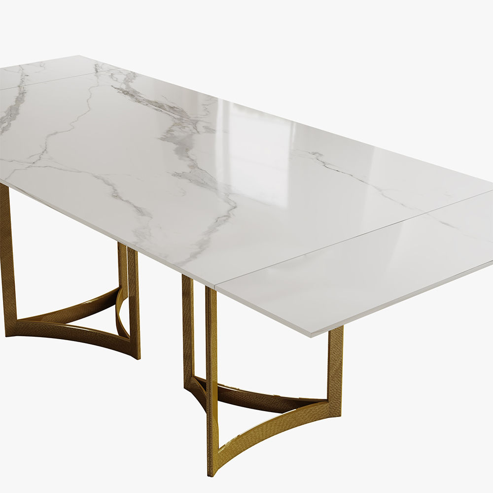 White Glossy Sintered Stone Dining Tables