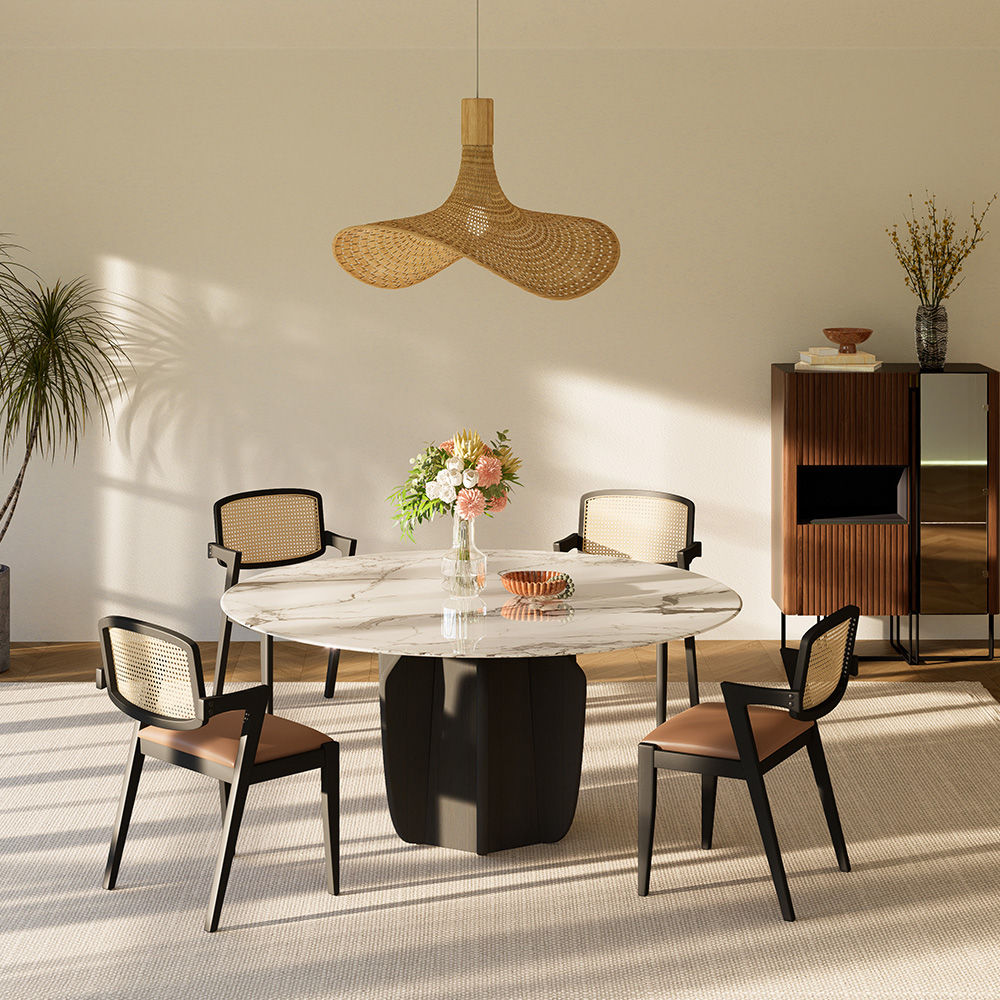 White & Gray Faux Marble Dining Tables