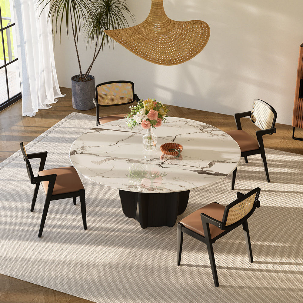 White & Gray Faux Marble Dining Tables