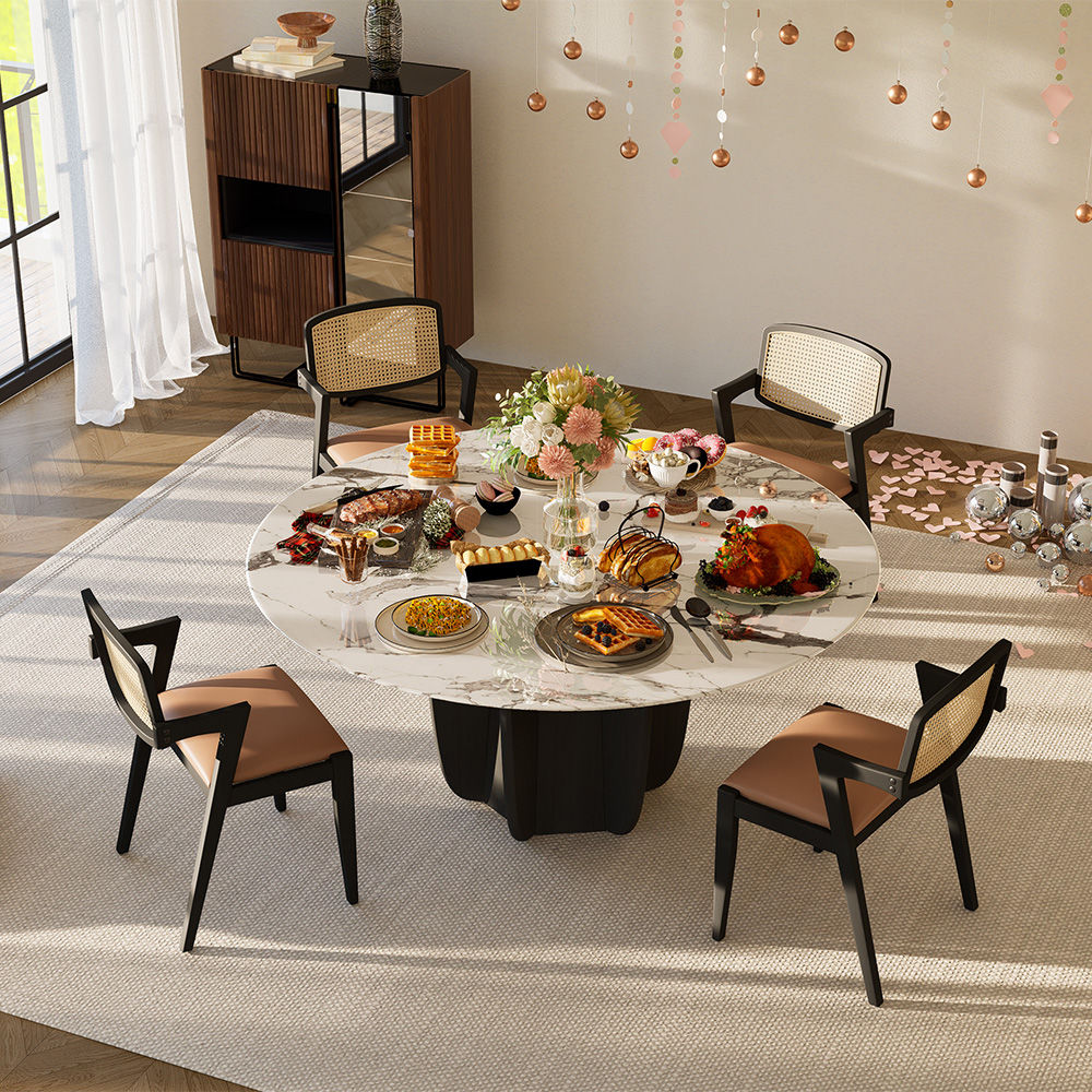 White & Gray Faux Marble Dining Tables