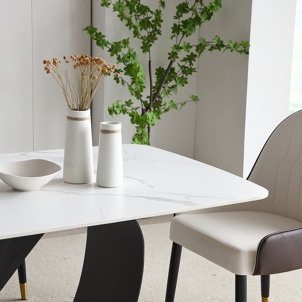 White Matte Sintered Stone Dining Tables