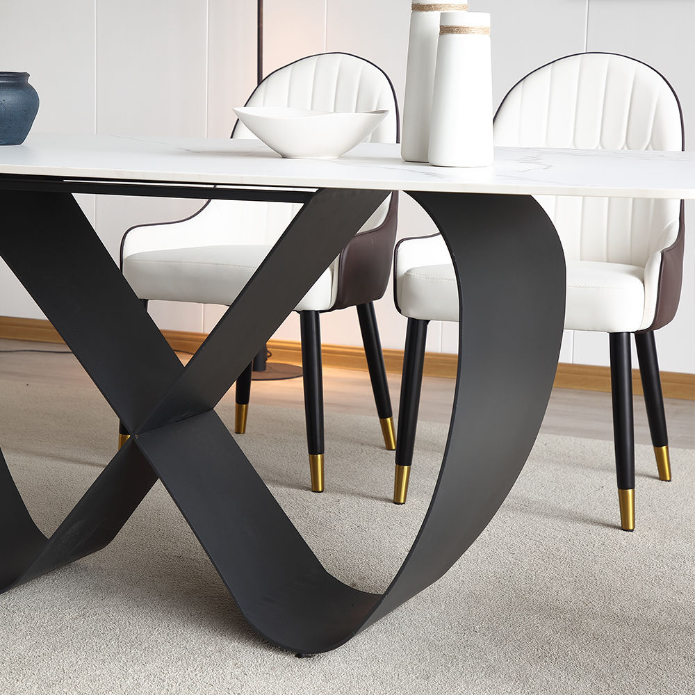 White Matte Sintered Stone Dining Tables