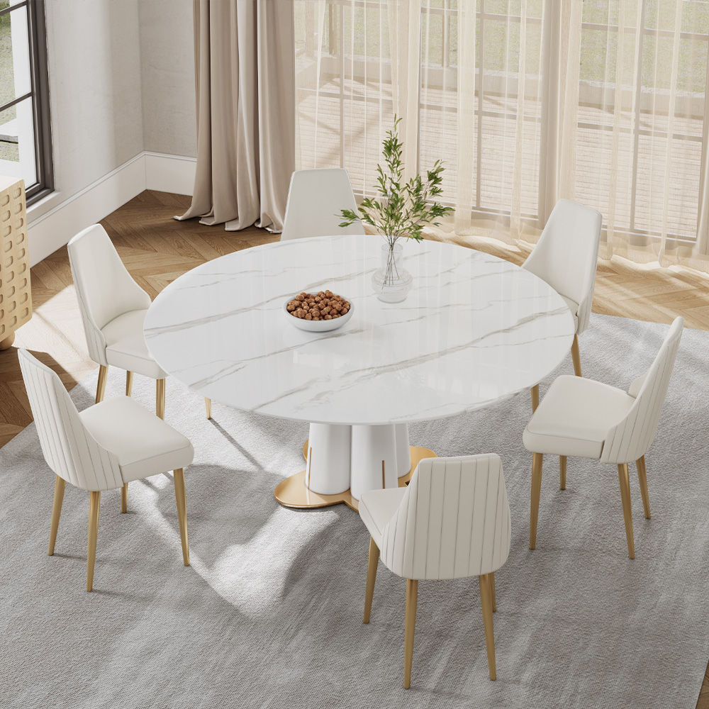 Sintered Stone White Glossy Sintered Stone Dining Tables
