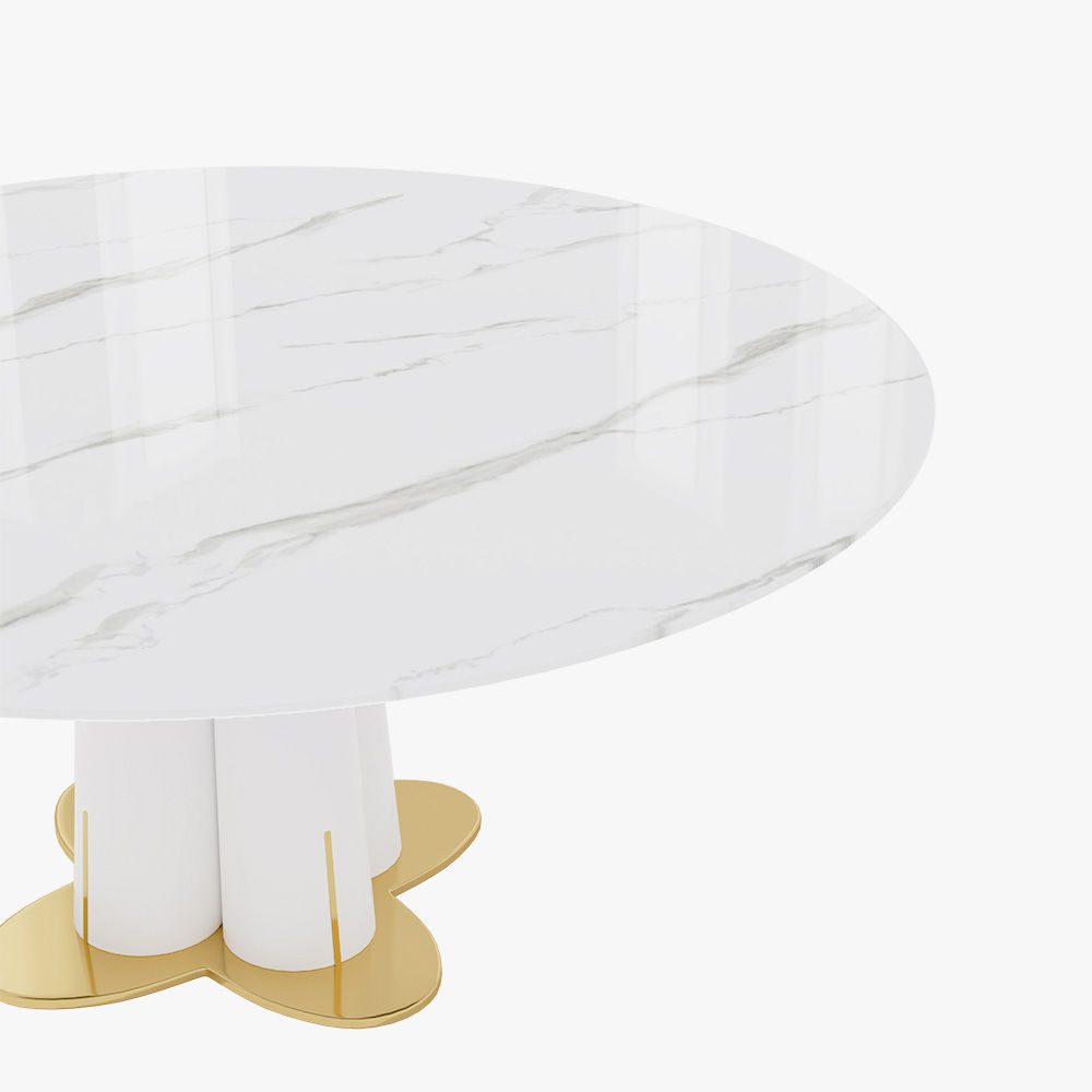 Sintered Stone White Glossy Sintered Stone Dining Tables