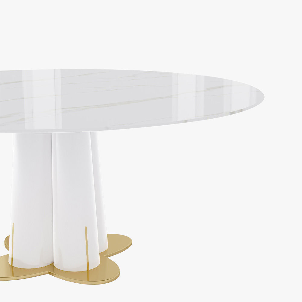 Round White Glossy Sintered Stone Dining Tables