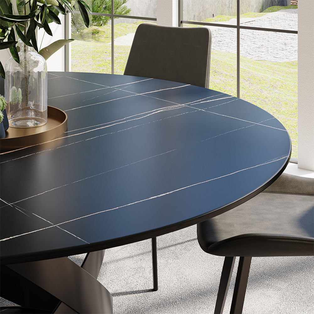 Metal Base Black Sintered Stone Dining Tables