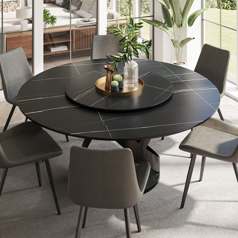 Round Black Sintered Stone Dining Tables