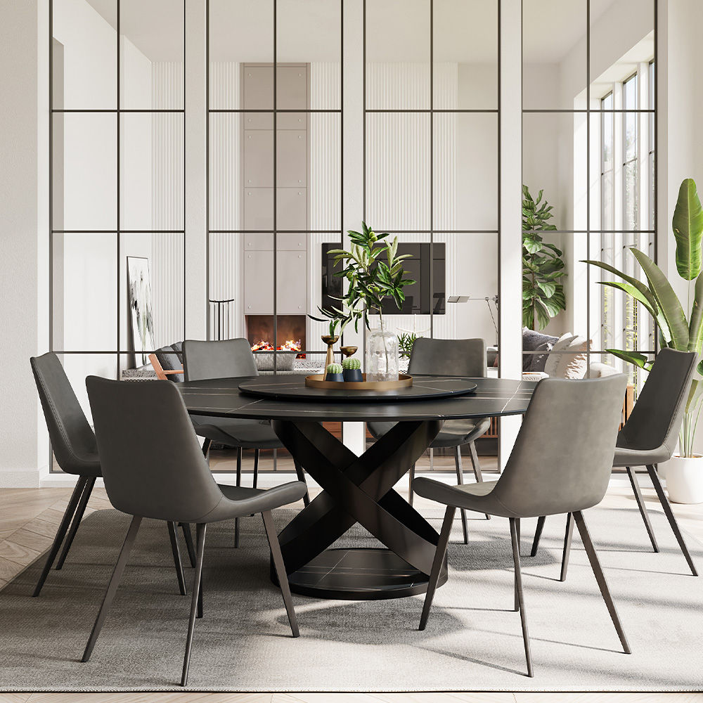 for 6 Black Sintered Stone Dining Tables