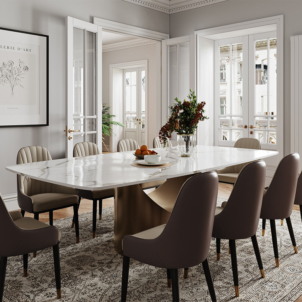 Extendable White Matte Sintered Stone Dining Tables