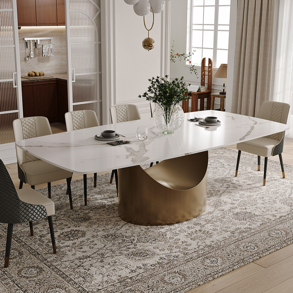 Extendable White Matte Sintered Stone Dining Tables