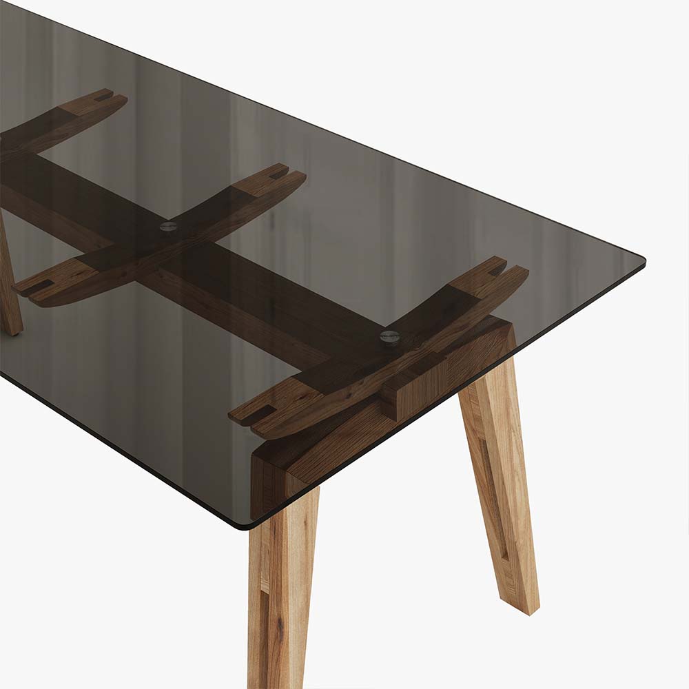 Mid Century Modern Black&Wood Solid Wood Dining Tables