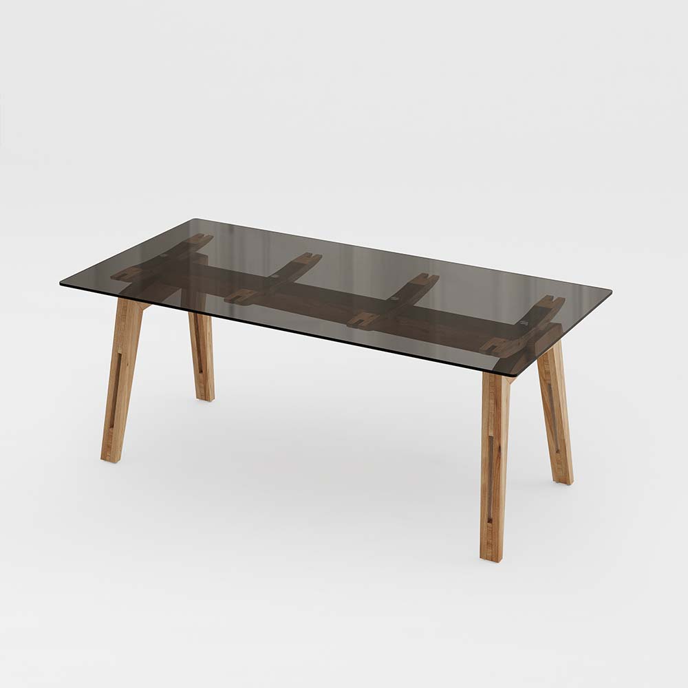 Partly Assemble Black&Wood Solid Wood Dining Tables