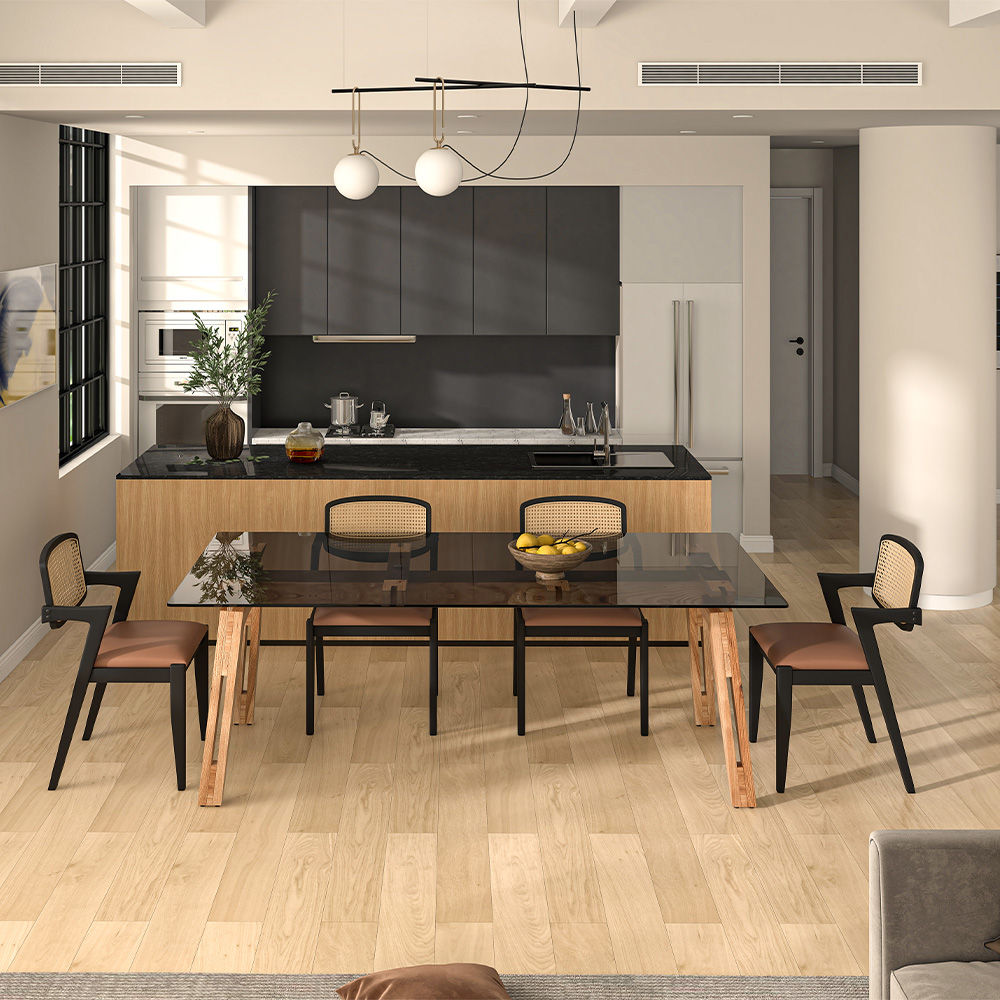 Solid Wood Leg Black&Wood Solid Wood Dining Tables