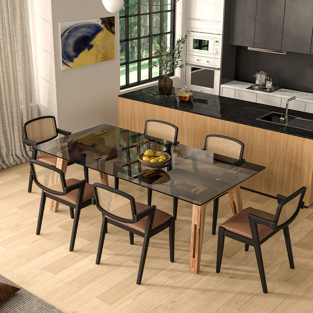 Solid Wood Leg Black&Wood Solid Wood Dining Tables