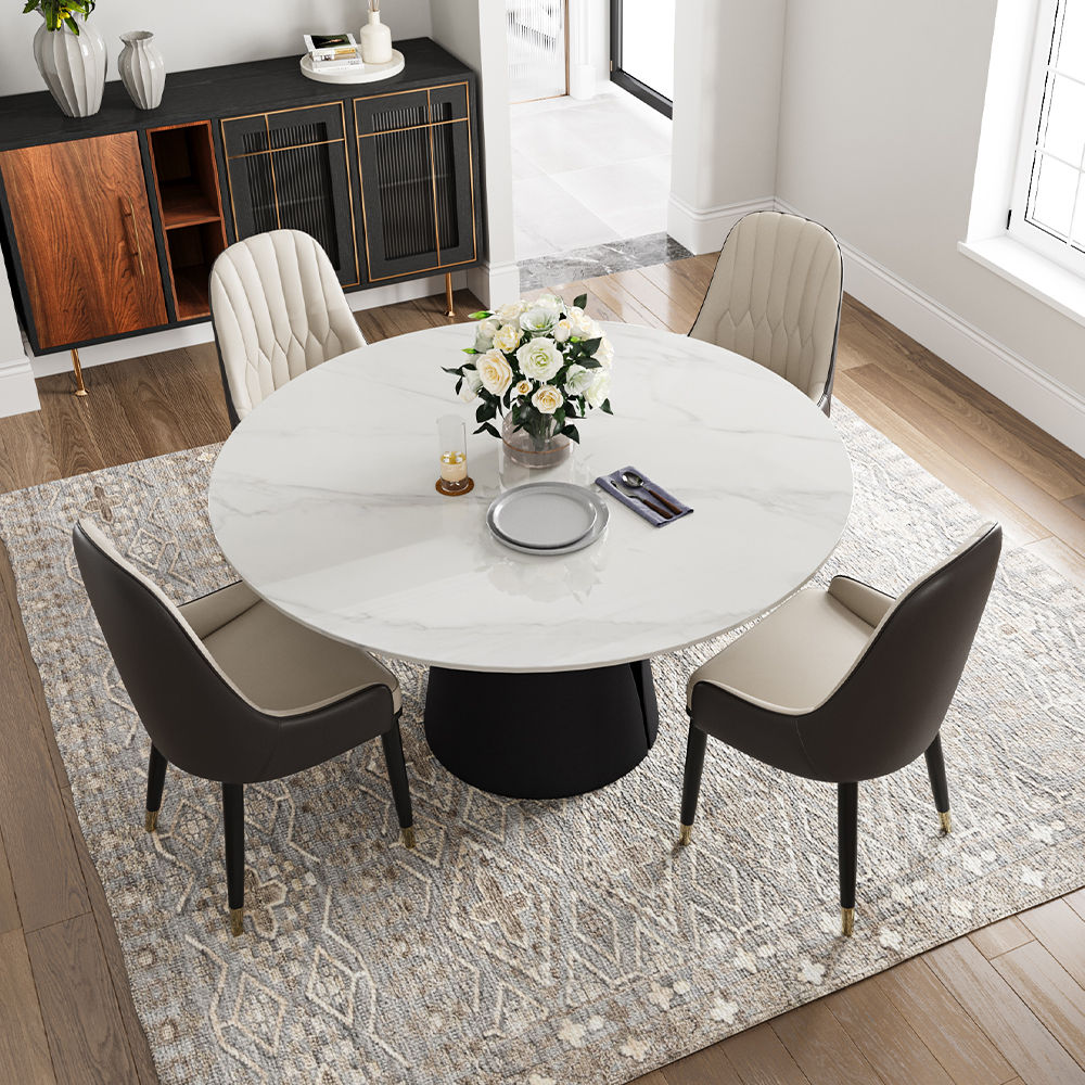 for 4 White Glossy Sintered Stone Dining Tables