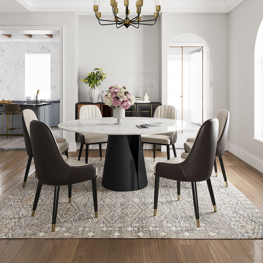 Modern White Glossy Sintered Stone Dining Tables