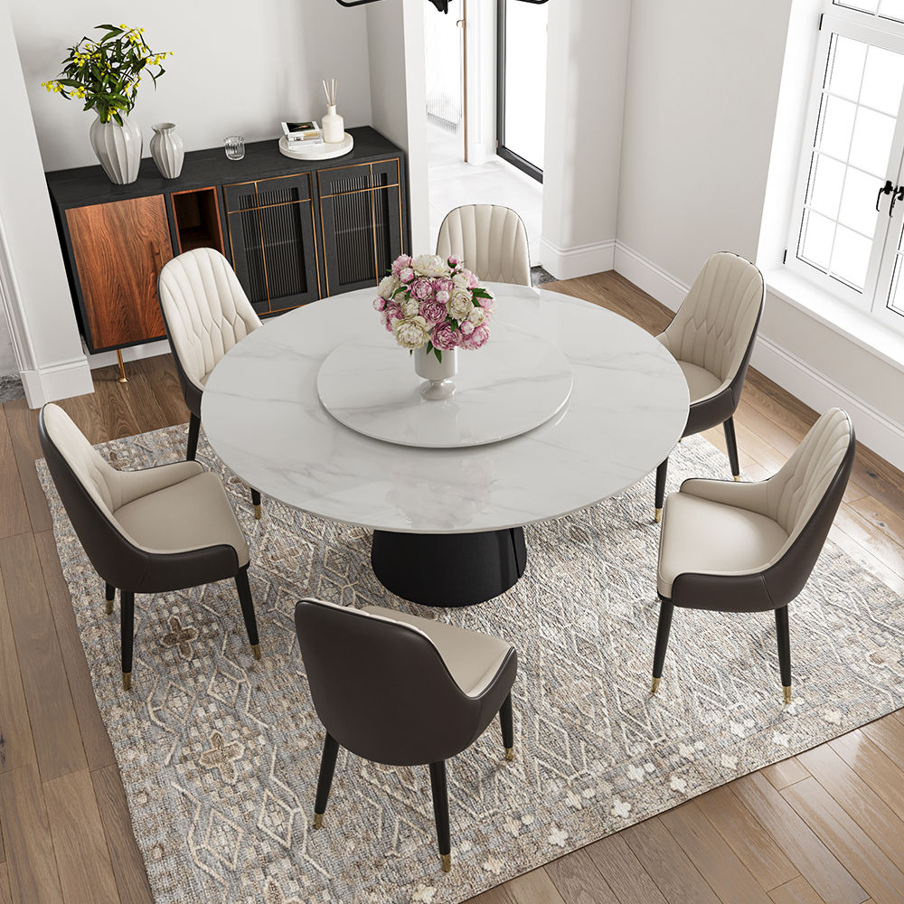 Modern Minimalist White Glossy Sintered Stone Dining Tables