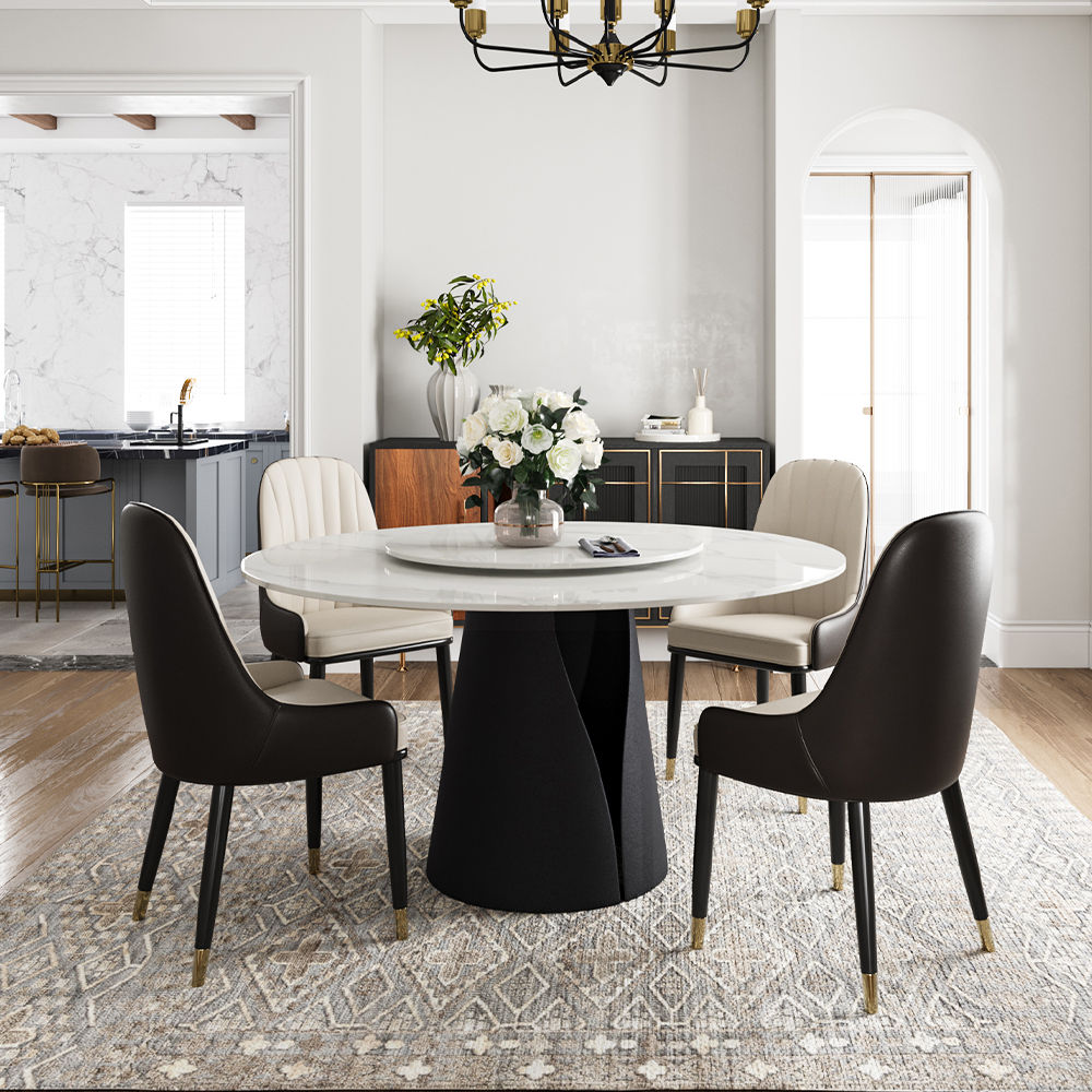Modern White Glossy Sintered Stone Dining Tables
