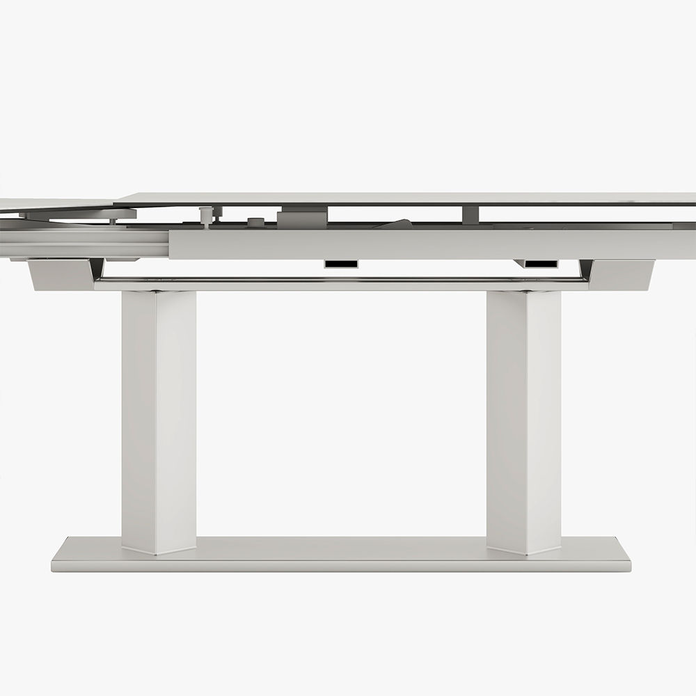Rectangular White Matte Sintered Stone Extendable Dining Tables