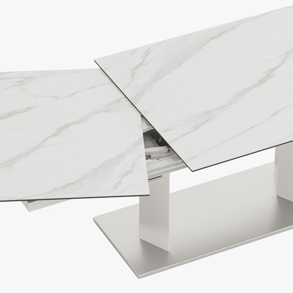 for 4 White Matte Sintered Stone Extendable Dining Tables