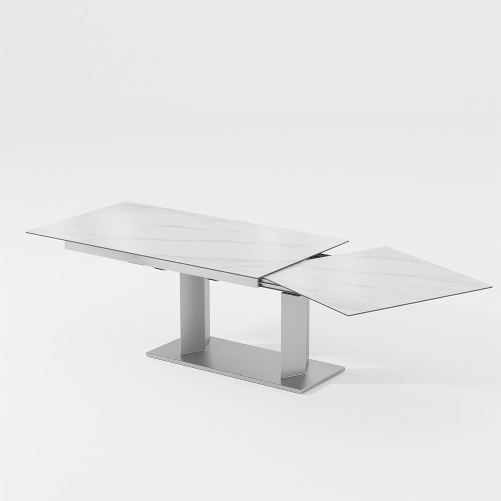 for 4 White Matte Sintered Stone Extendable Dining Tables