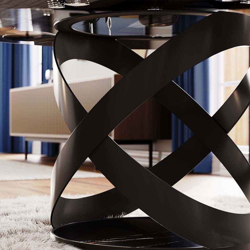Sintered Stone Gray Glass Dining Tables