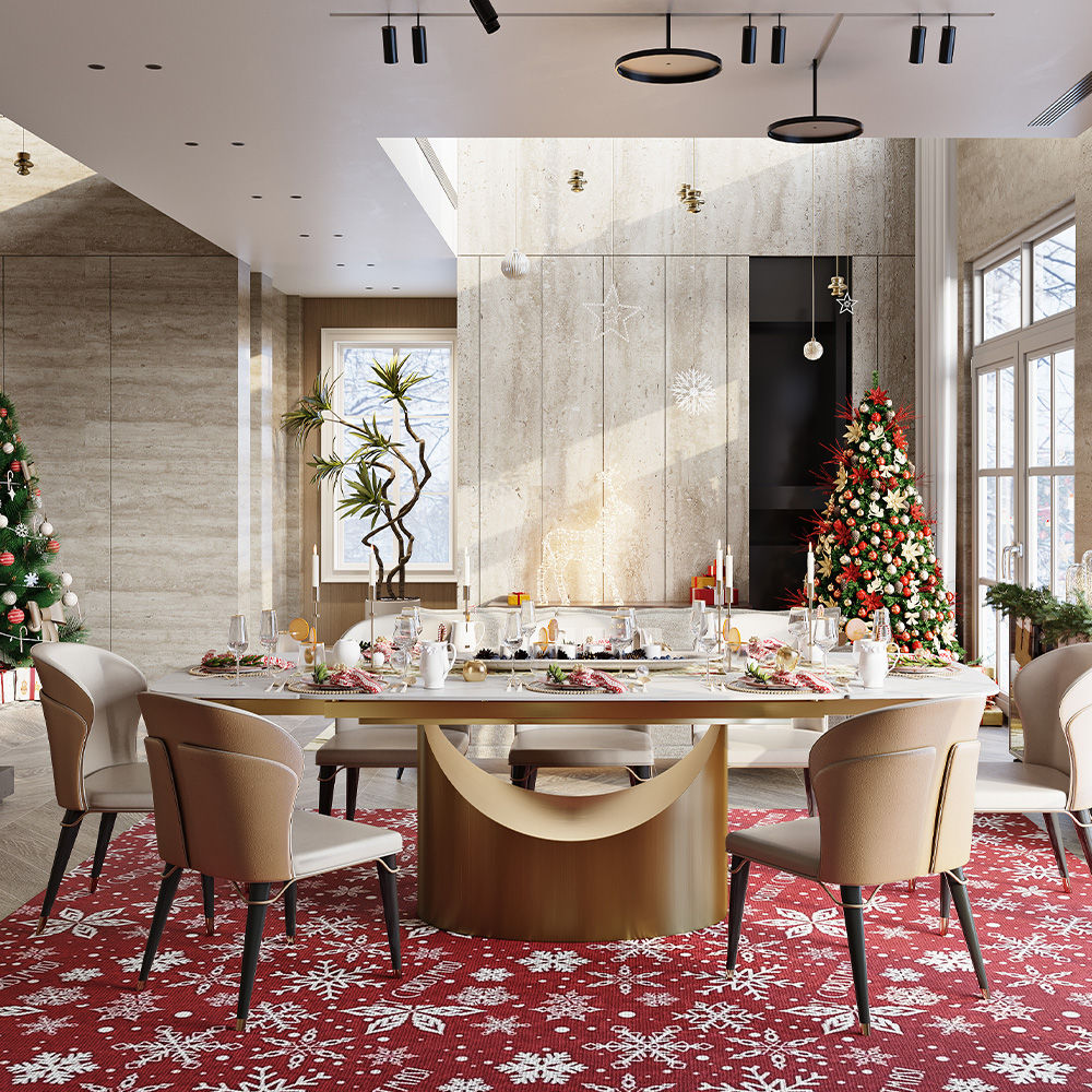 Extendable White Glossy Sintered Stone Dining Tables