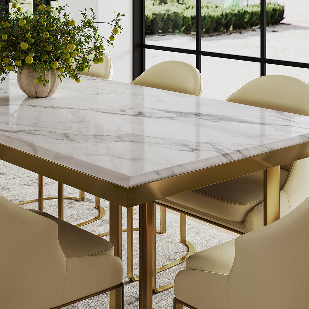 White Faux Marble Dining Tables
