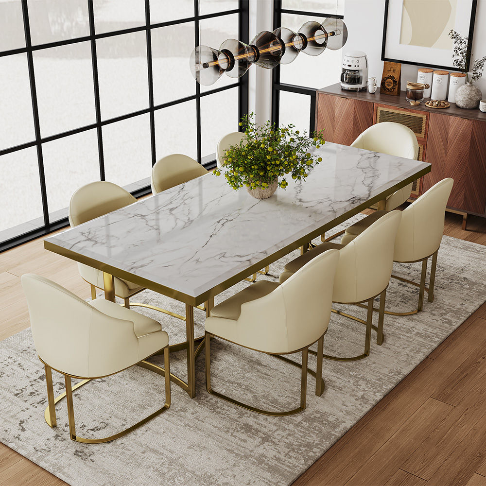 White Faux Marble Dining Tables