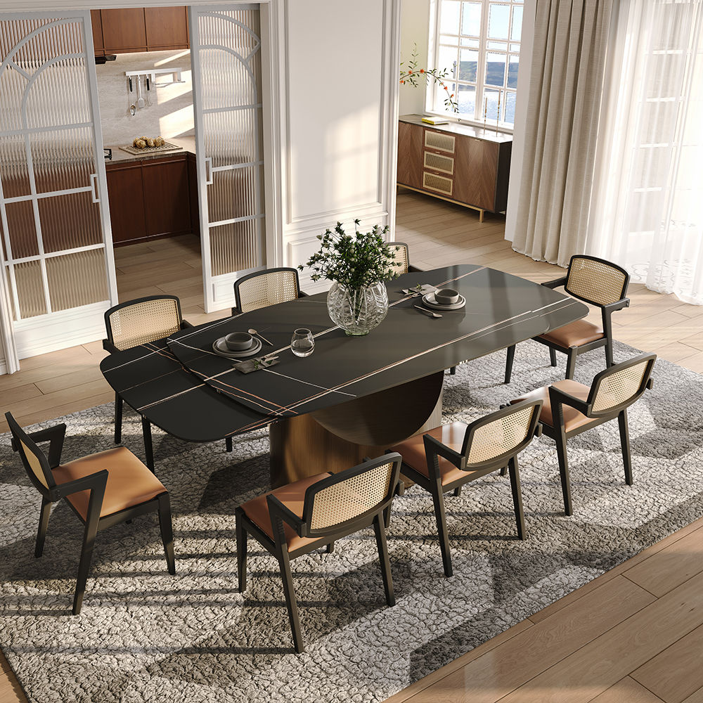Noir Pierre frittée mate Extendable Dining Tables