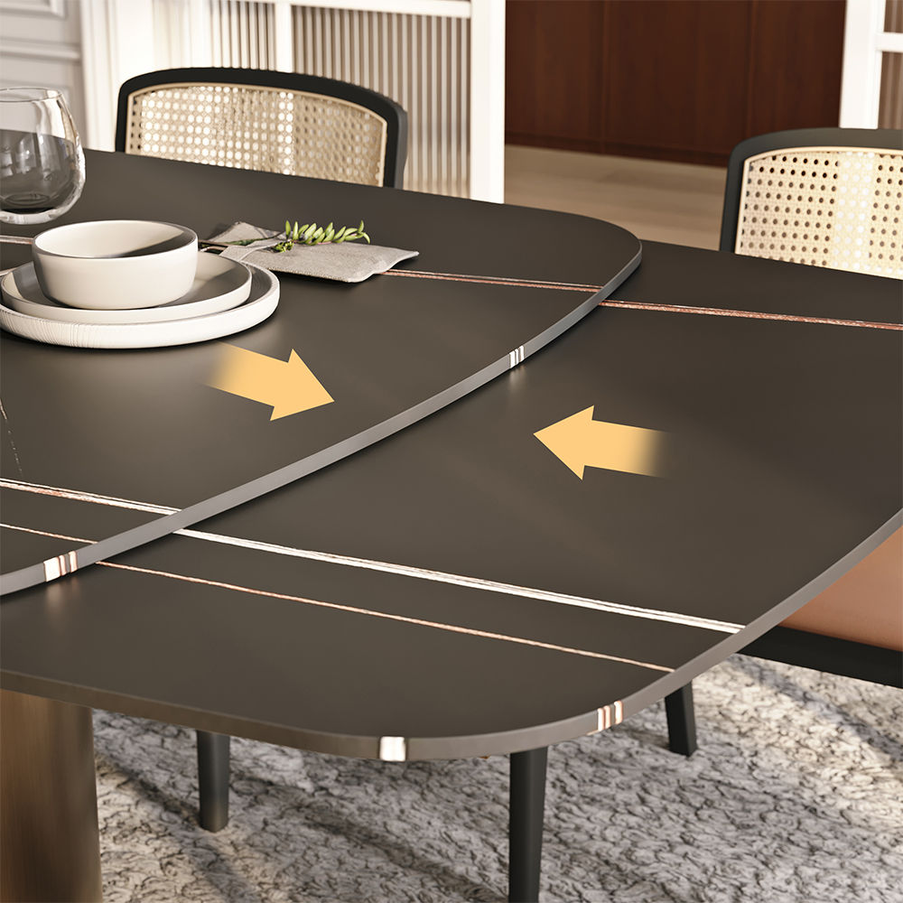 Extensible Noir Pierre frittée mate Extendable Dining Tables