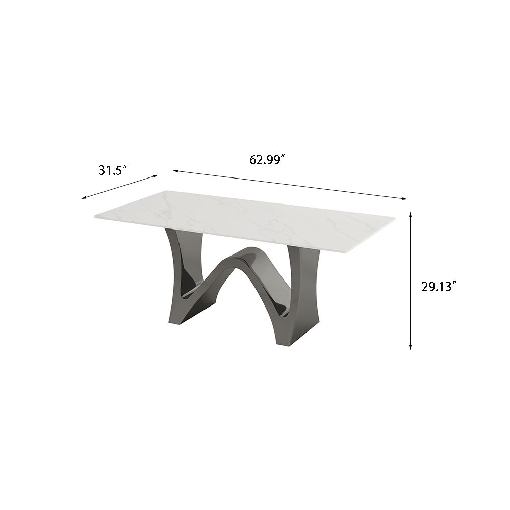 Modern White Glossy Sintered Stone Dining Tables