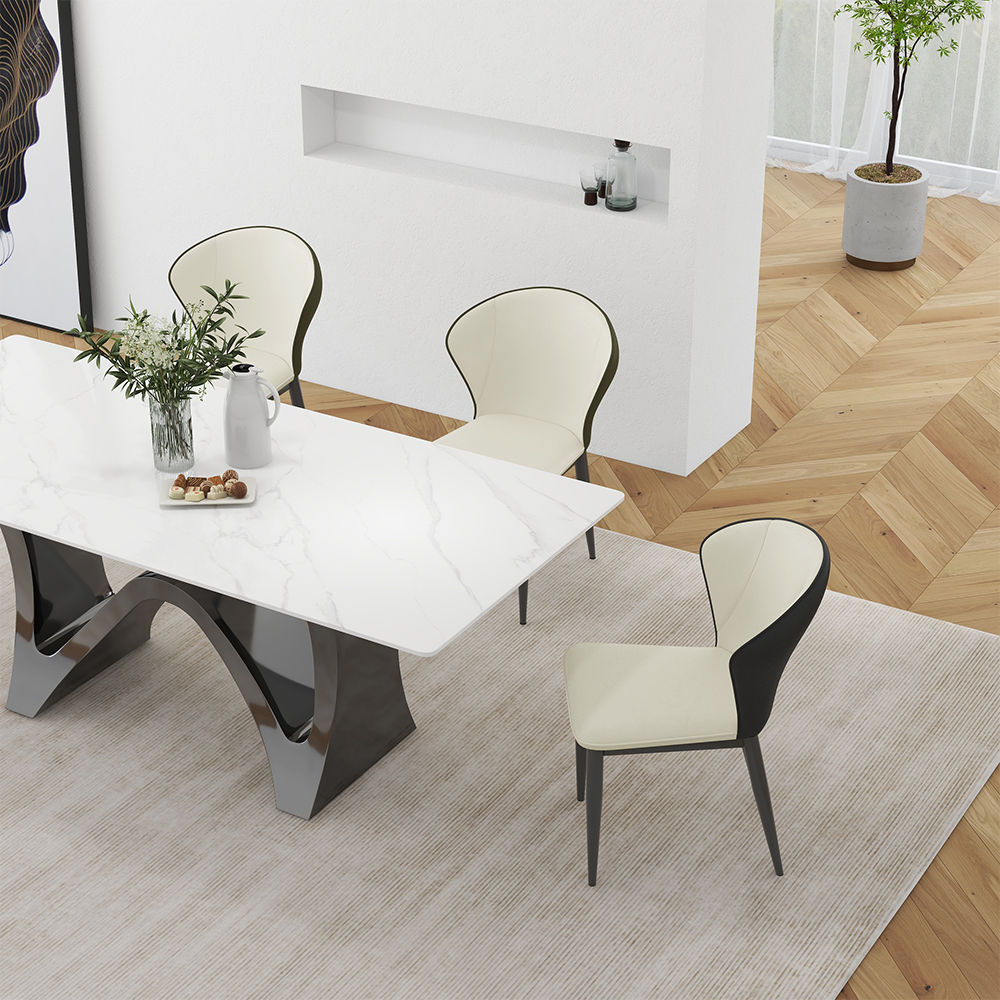 Sintered Stone White Glossy Sintered Stone Dining Tables