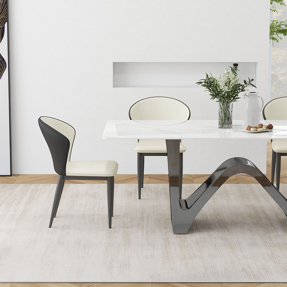Modern White Glossy Sintered Stone Dining Tables