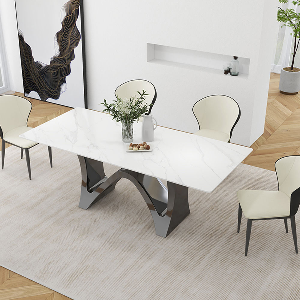 Modern White Glossy Sintered Stone Dining Tables