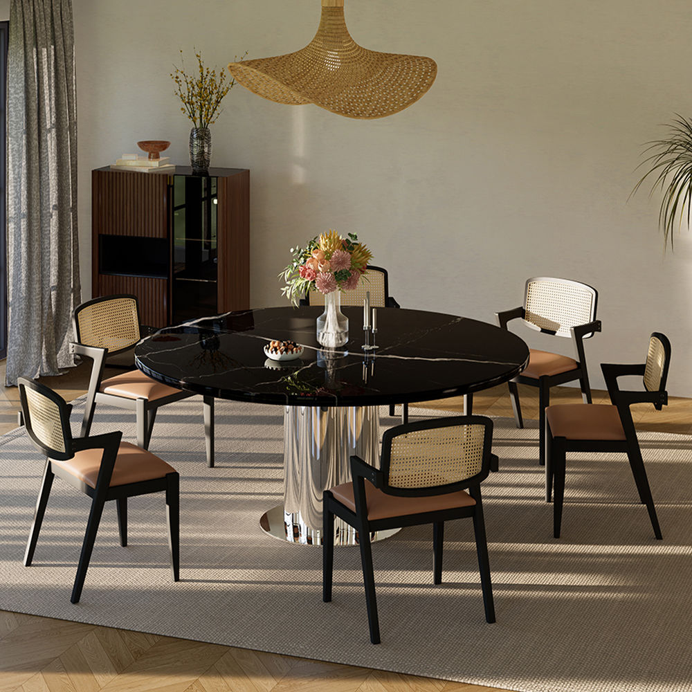 without Chairs Black Faux Marble Dining Tables