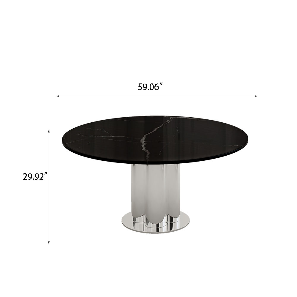 Metal Base Black Faux Marble Dining Tables