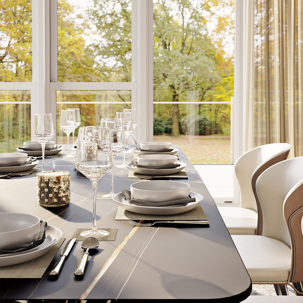 Black Matte Sintered Stone Dining Tables