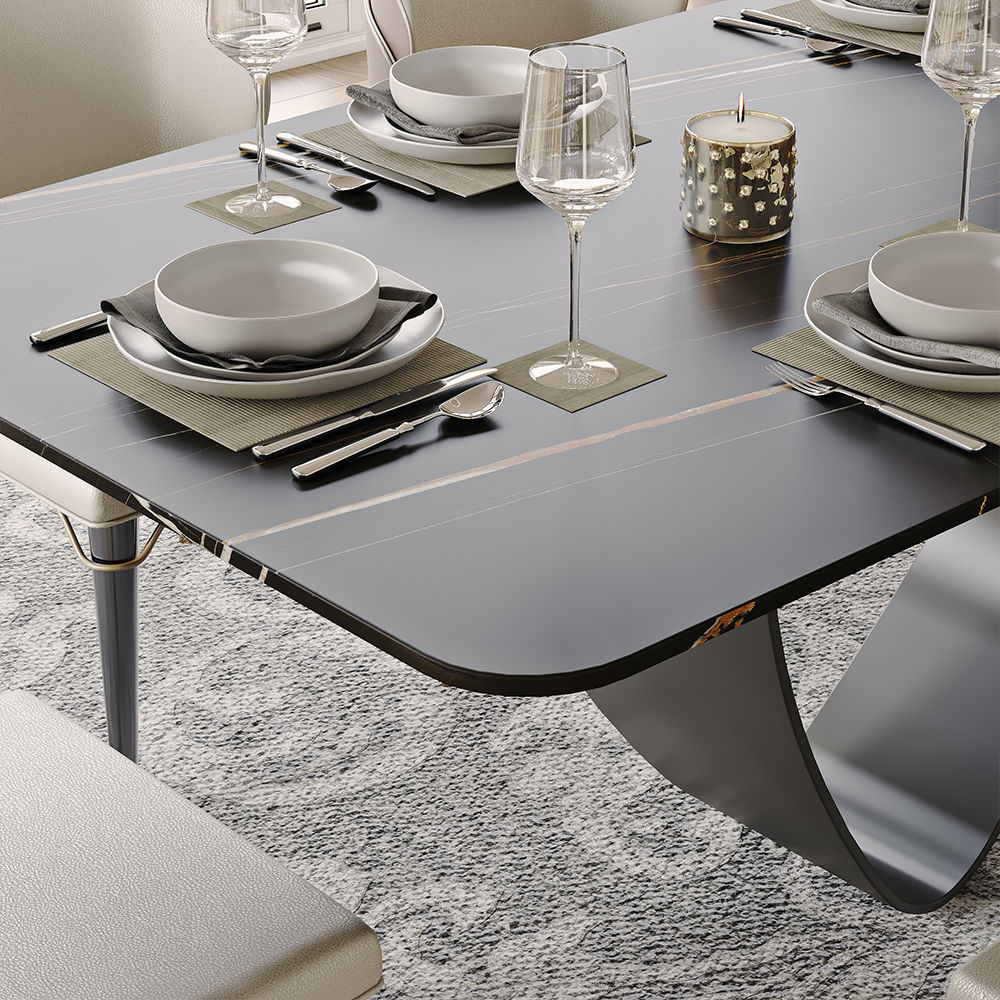 Black Matte Sintered Stone Dining Tables