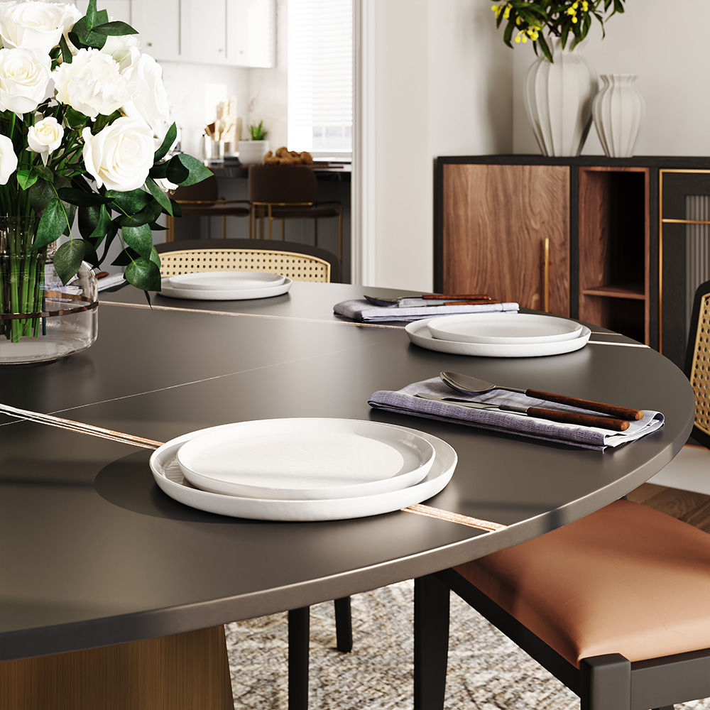 Modern Black Matte Sintered Stone Dining Tables