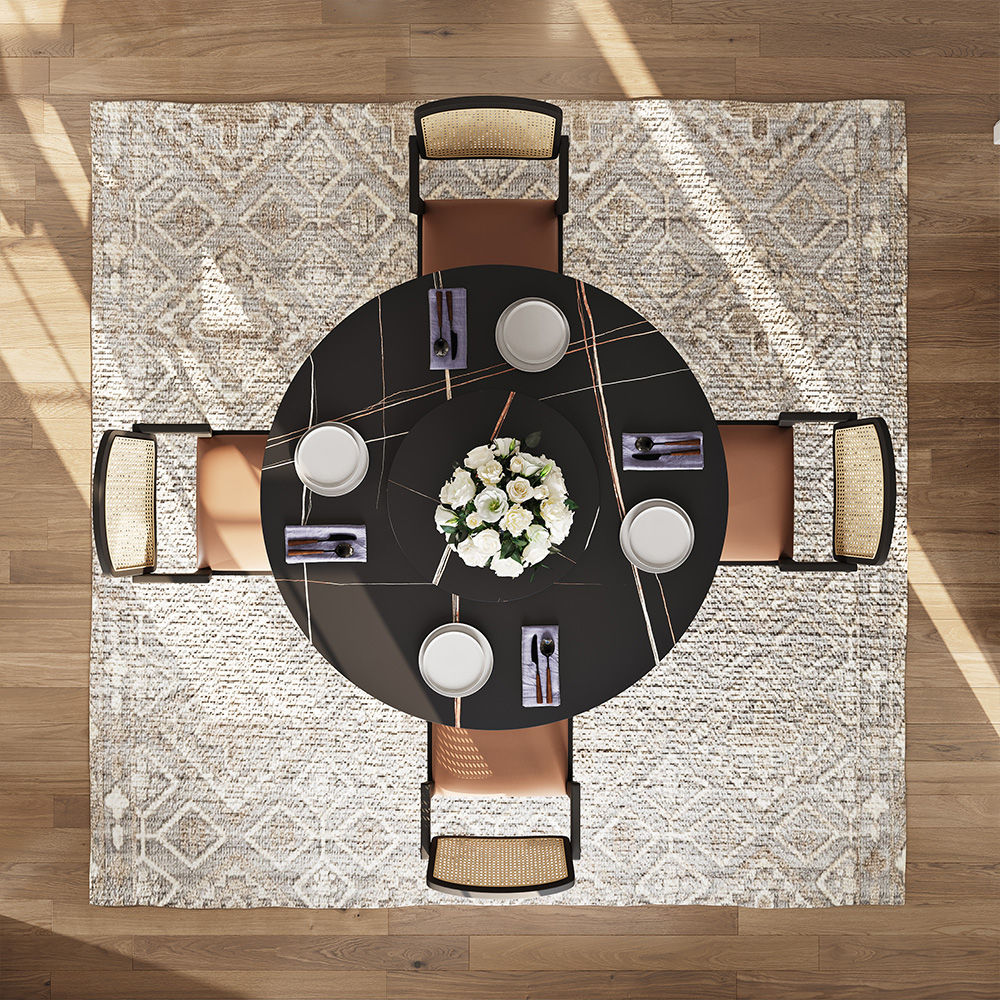 Modern Minimalist Bronze & Black Matte Sintered Stone Dining Tables