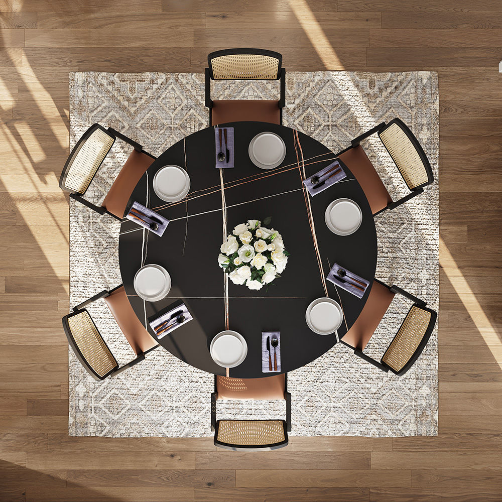 Sintered Stone Black Matte Sintered Stone Dining Tables