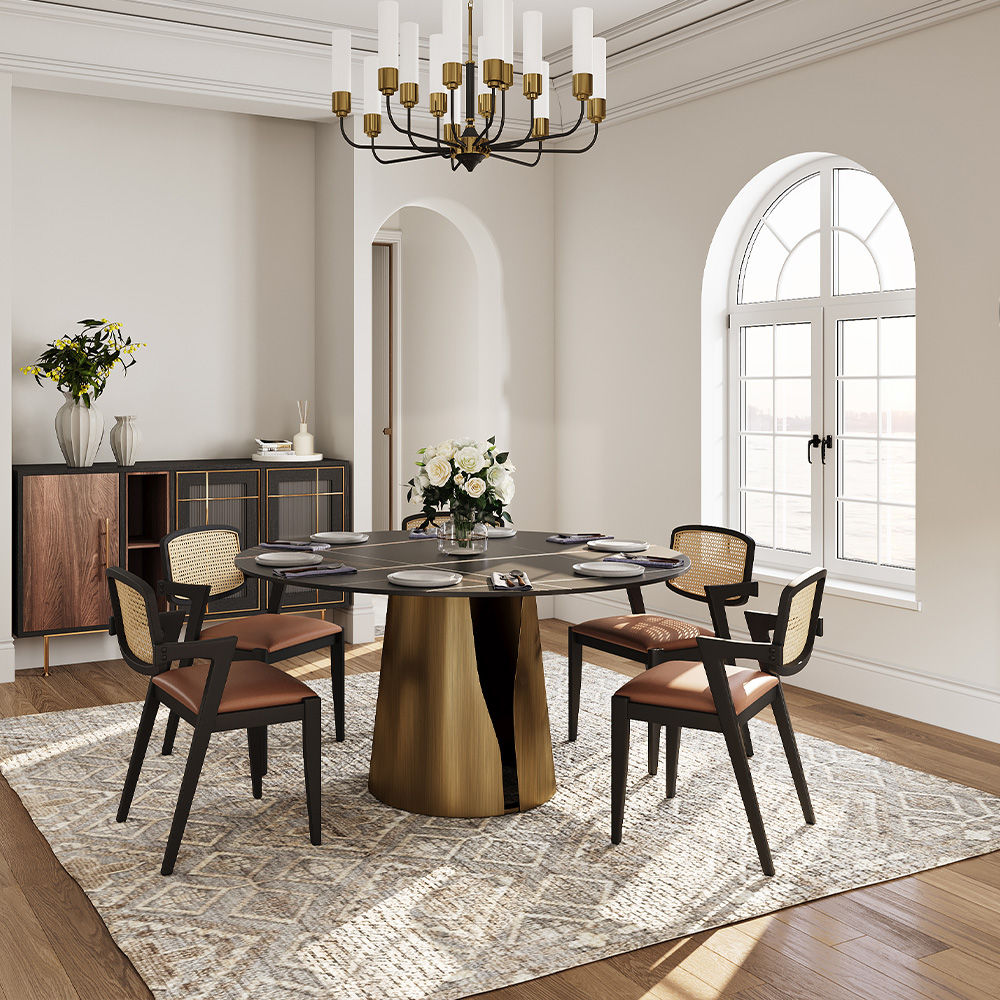 Modern Black Matte Sintered Stone Dining Tables